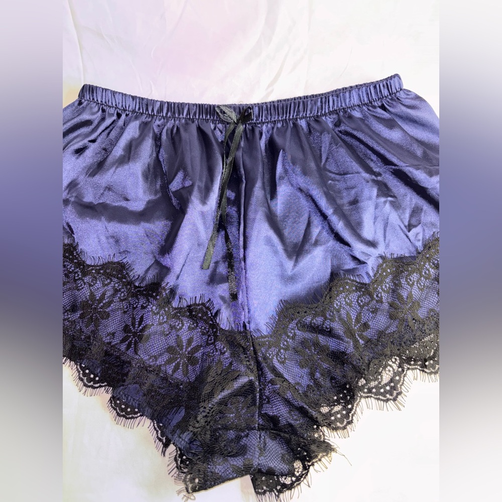 Luxurious Satin Lace Trim Shorts